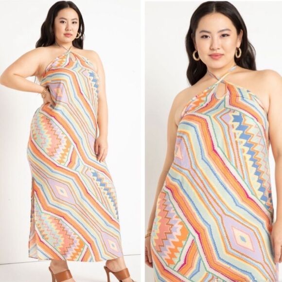 ELOQUII Long Halter Slip Dress - Hidden Gem - Picture 1 of 11